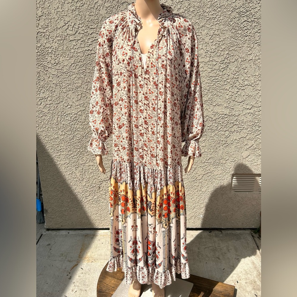 Free People Floral Maxi Dress - Cream and Red